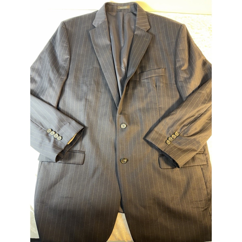 Lauren Ralph Lauren 48XL Navy Pinstripe Wool Blazer Sport Coat Made‎ In Canada